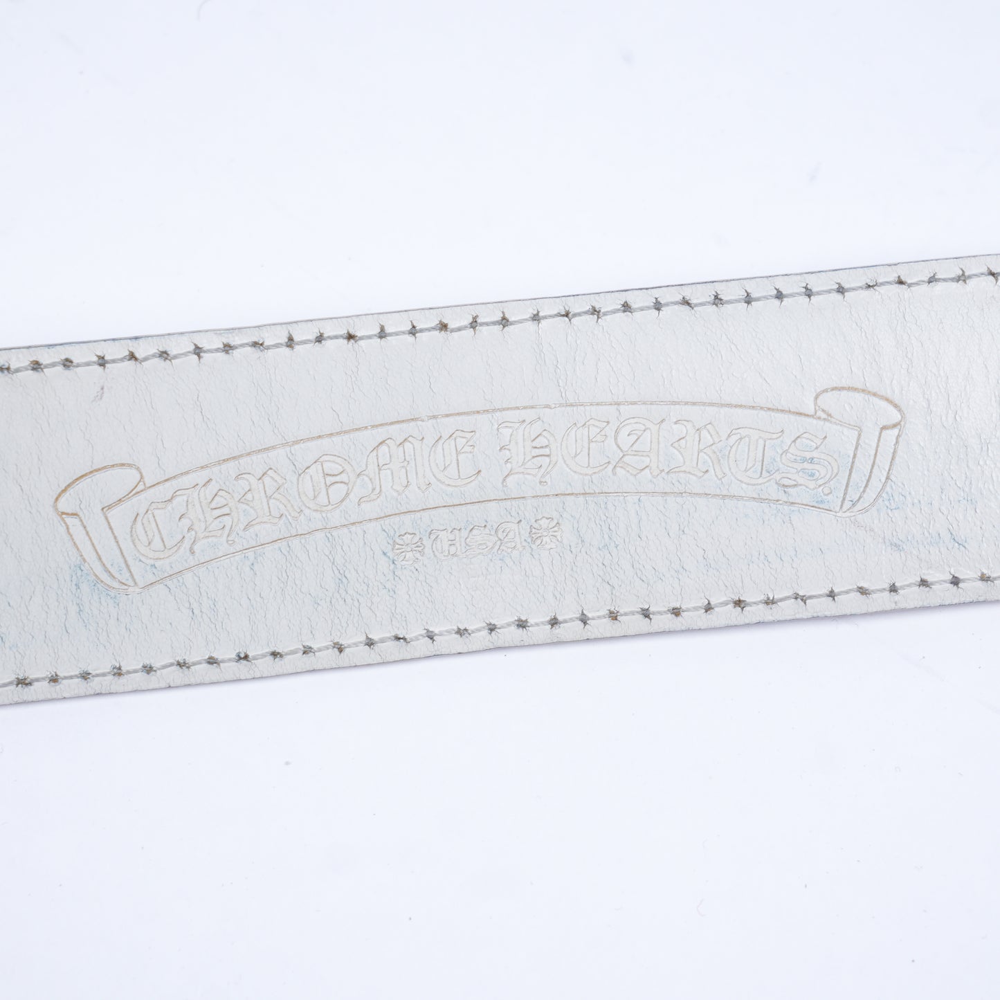 CHROME HEARTS WHITE LEATHER BELT STRAP