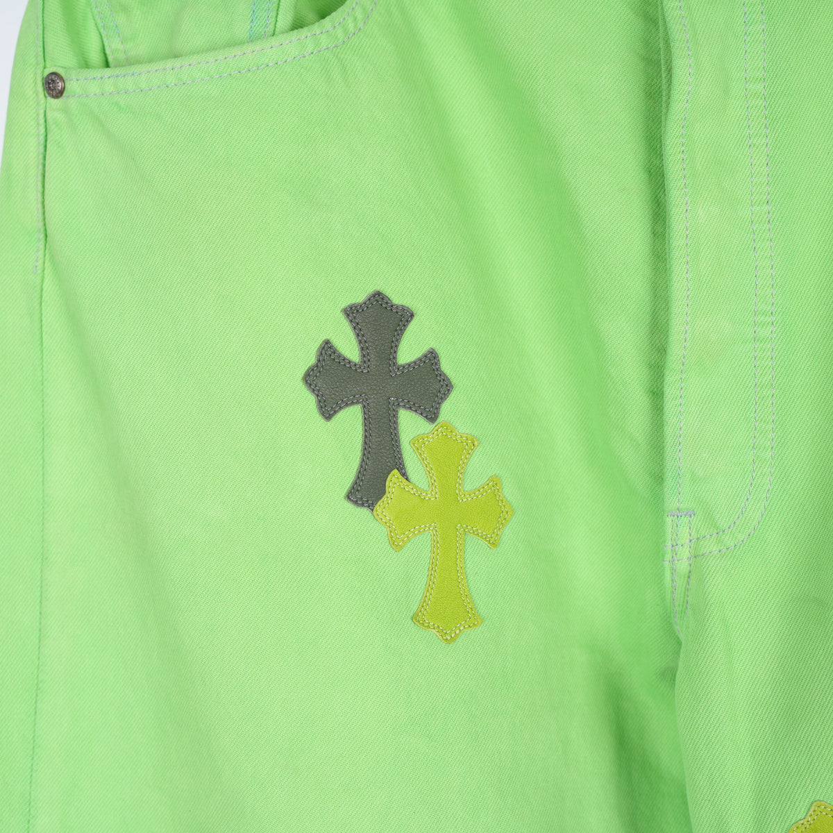 CHROME HEARTS SEX RECORDS GREEN PATCH DENIM