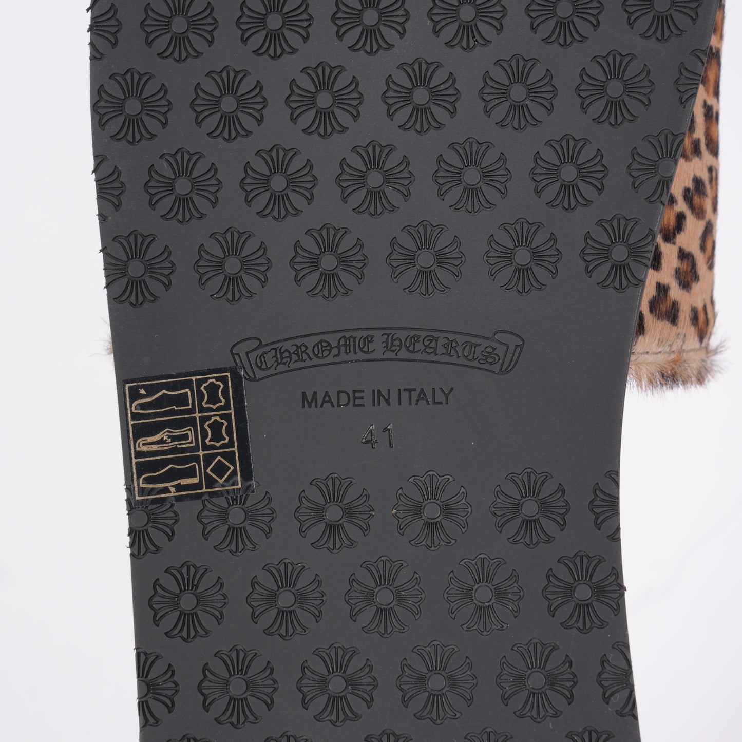 CHROME HEARTS RED CROSS PATCH CHEETAH SLIPPERS