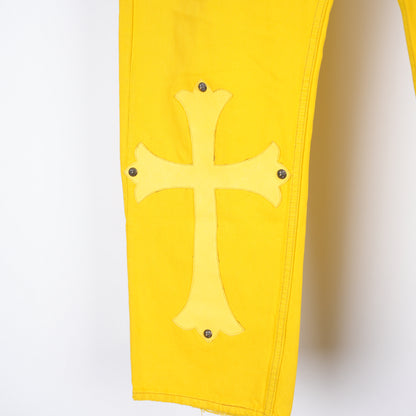 CHROME HEARTS FLOODED YELLOW PATCH DENIM