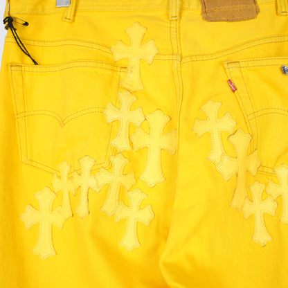 CHROME HEARTS FLOODED YELLOW PATCH DENIM
