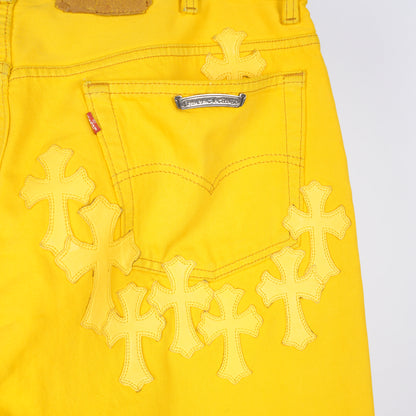 CHROME HEARTS FLOODED YELLOW PATCH DENIM