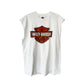 VINTAGE HARLEY DAVIDSON LOGO CUT OFF TANK TOP T-SHIRT WHITE