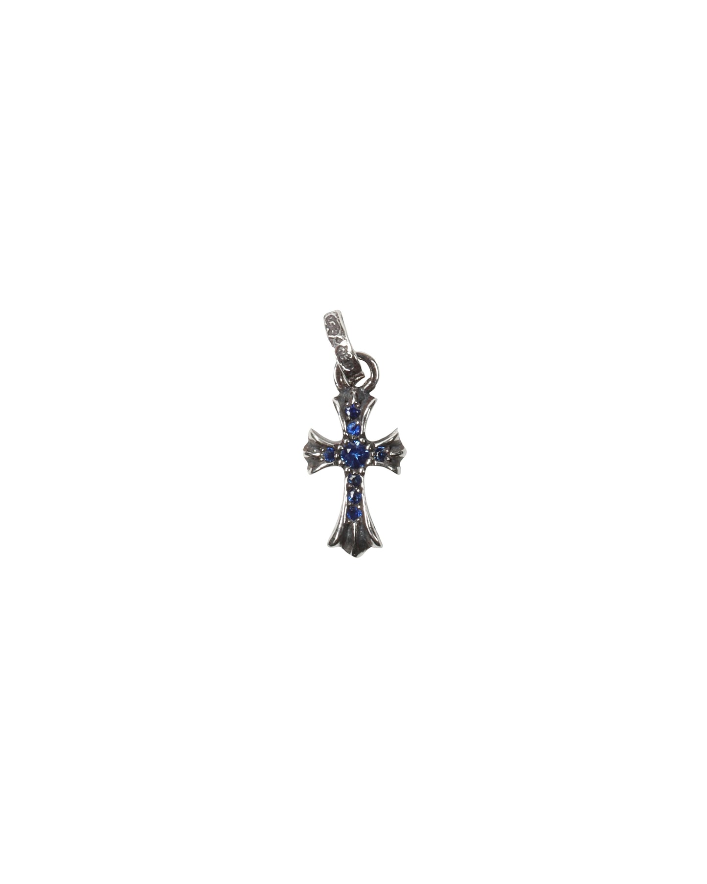 Chrome Hearts Sapphire Baby Fat Gemstone Cross Pendant