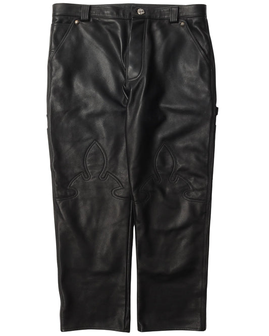 Chrome Hearts Leather Fleur Knee Pants