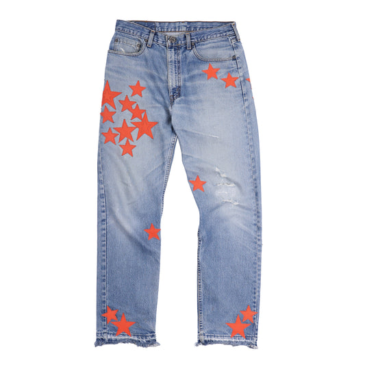 CHROME HEARTS STAR PATCH ORANGE TAB DENIM