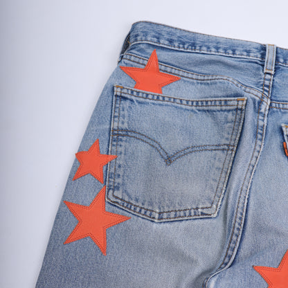 CHROME HEARTS STAR PATCH ORANGE TAB DENIM