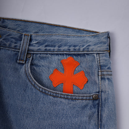 CHROME HEARTS BIG PATCH ORANGE FLARED DENIM