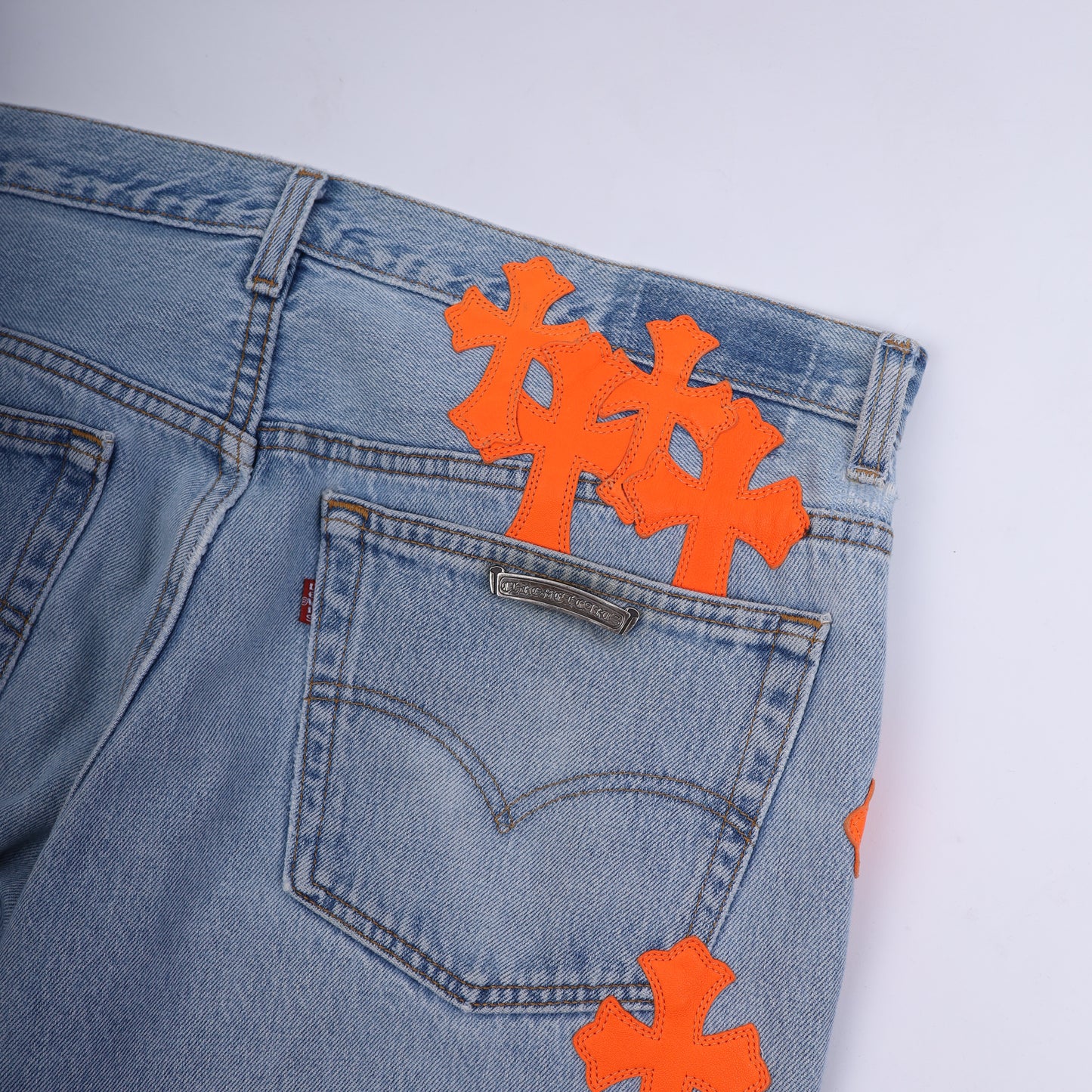 CHROME HEARTS BIG PATCH ORANGE FLARED DENIM