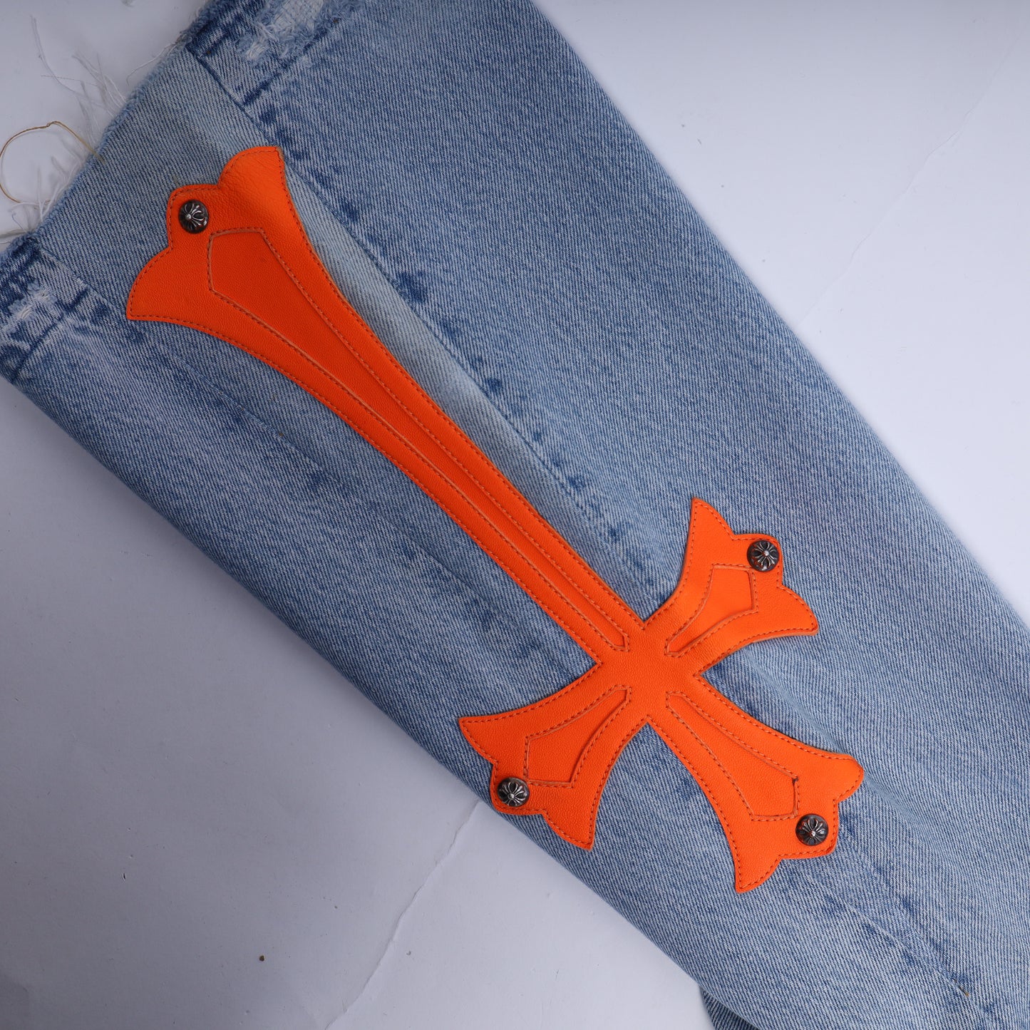 CHROME HEARTS BIG PATCH ORANGE FLARED DENIM