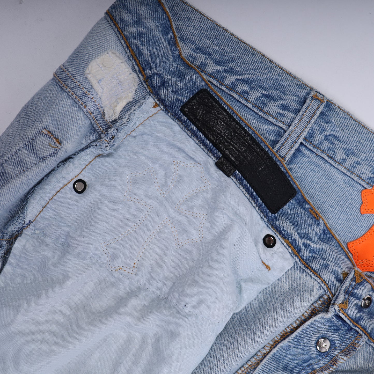 CHROME HEARTS BIG PATCH ORANGE FLARED DENIM