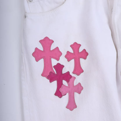CHROME HEARTS WHITE/PINK PATCH LEVI RHODIUM PLATED