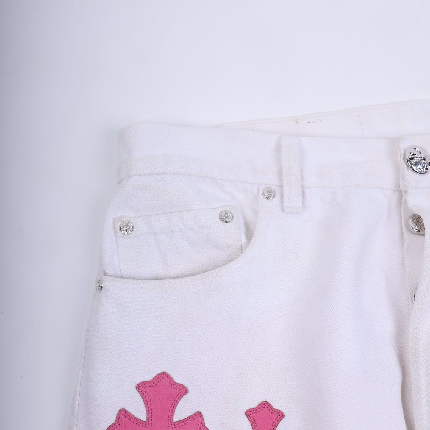 CHROME HEARTS WHITE/PINK PATCH LEVI RHODIUM PLATED