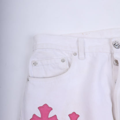 CHROME HEARTS WHITE/PINK PATCH LEVI RHODIUM PLATED