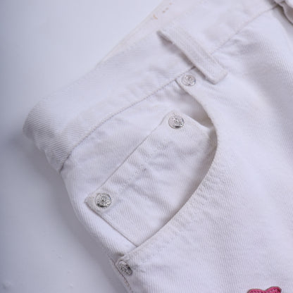 CHROME HEARTS WHITE/PINK PATCH LEVI RHODIUM PLATED