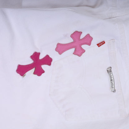 CHROME HEARTS WHITE/PINK PATCH LEVI RHODIUM PLATED