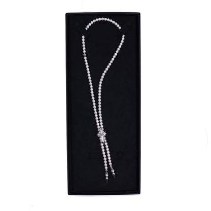 Mikimoto 18K White Gold Cross Bolo Tie Necklace
