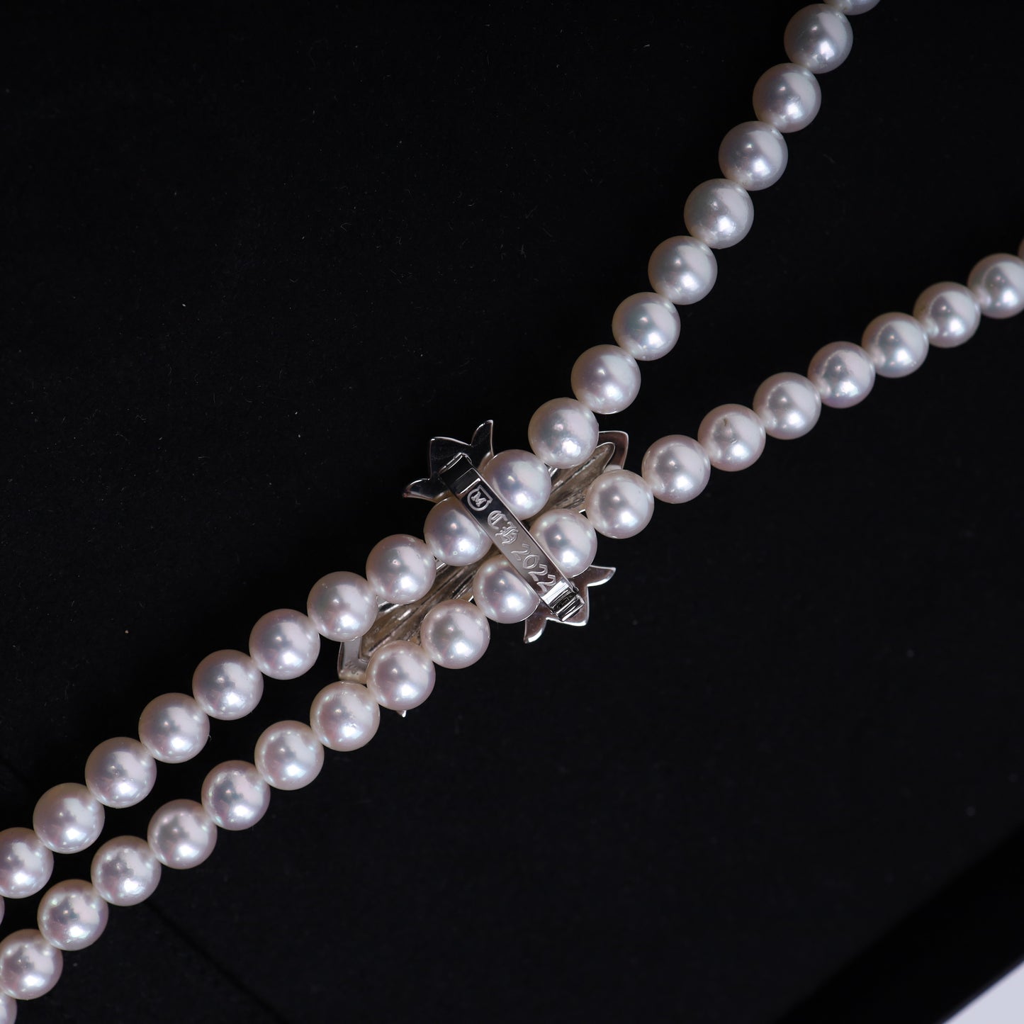 Mikimoto 18K White Gold Cross Bolo Tie Necklace