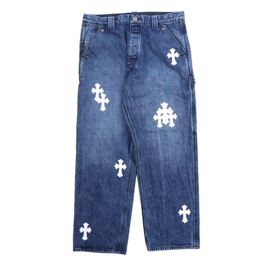 CHROME HEARTS WHITE PATCH CARPENTER BLUE DENIM