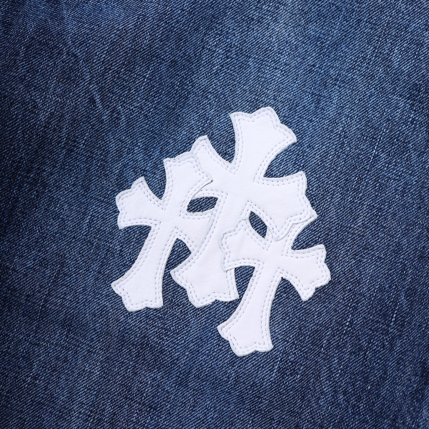 CHROME HEARTS WHITE PATCH CARPENTER BLUE DENIM