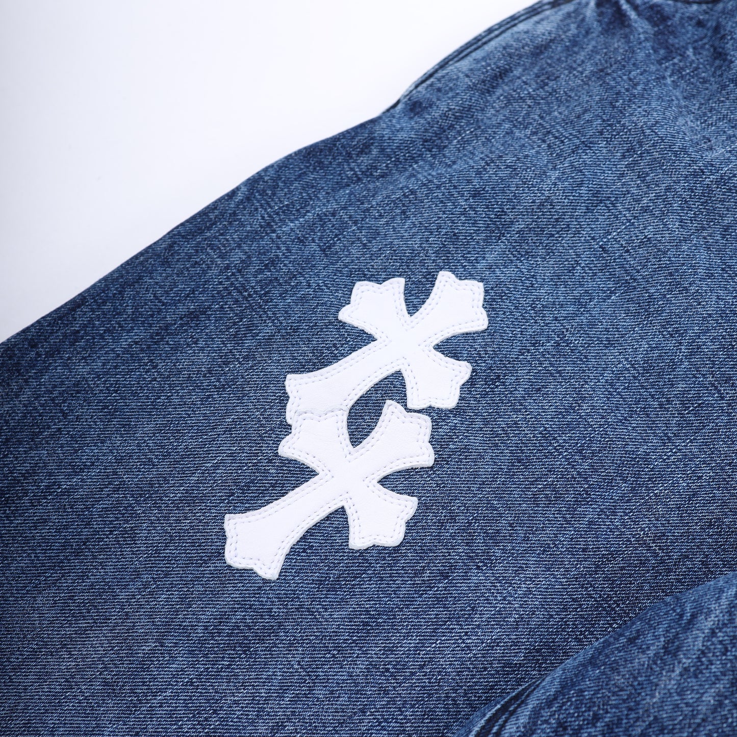 CHROME HEARTS WHITE PATCH CARPENTER BLUE DENIM