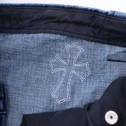 CHROME HEARTS WHITE PATCH CARPENTER BLUE DENIM