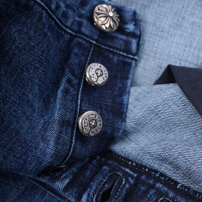 CHROME HEARTS WHITE PATCH CARPENTER BLUE DENIM