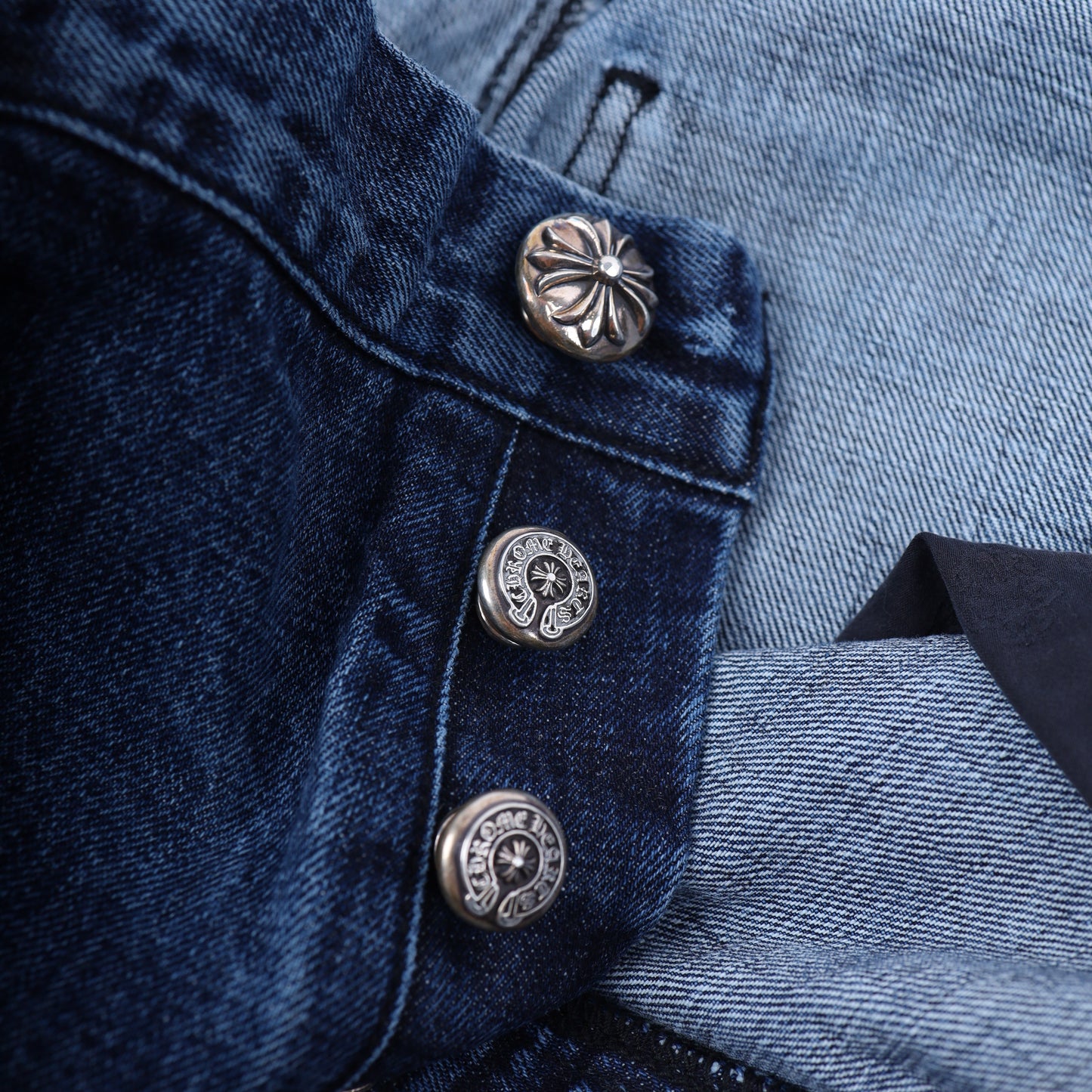 CHROME HEARTS WHITE PATCH CARPENTER BLUE DENIM