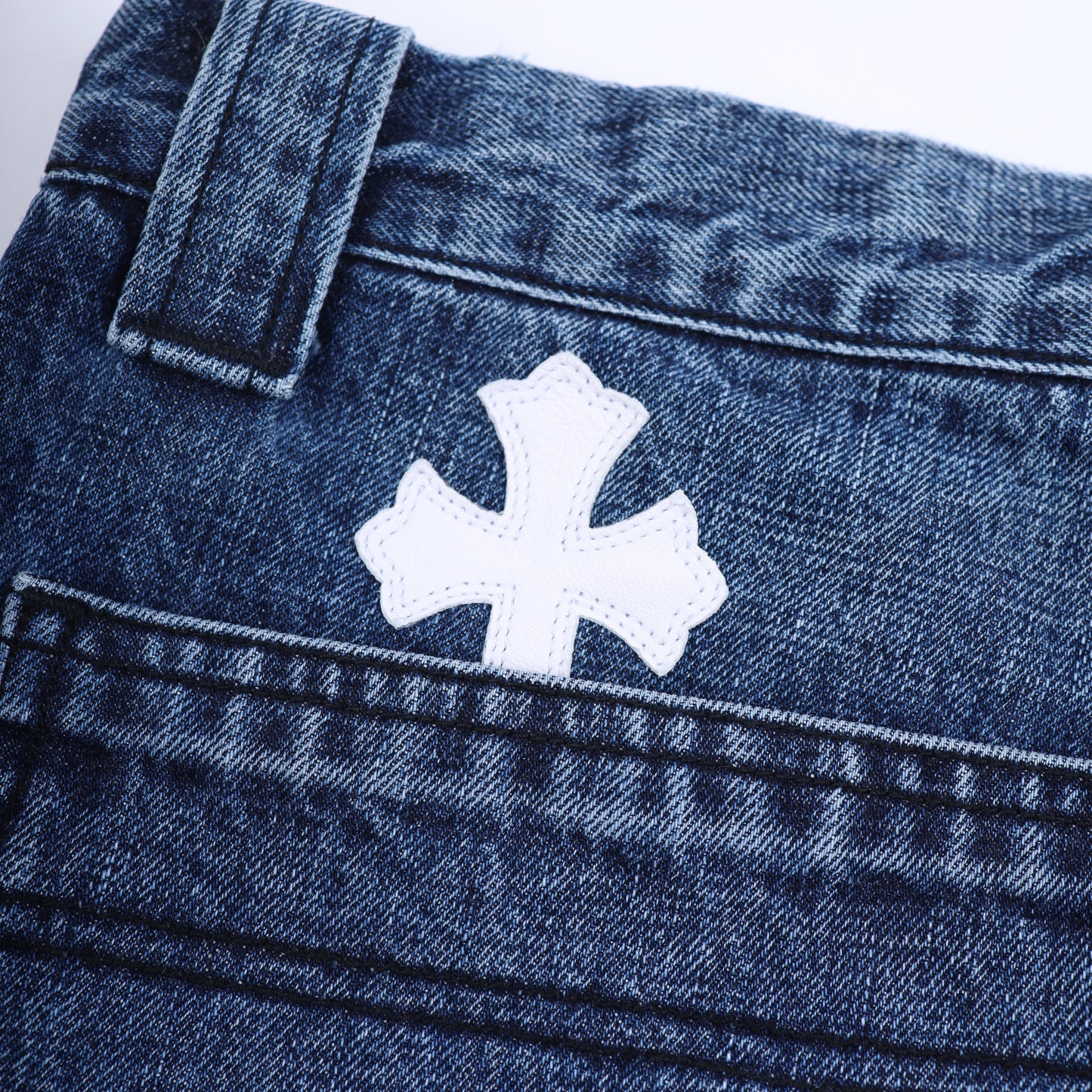 CHROME HEARTS WHITE PATCH CARPENTER BLUE DENIM
