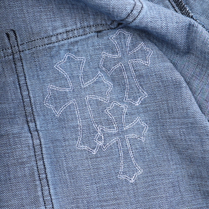 CHROME HEARTS WHITE PATCH CARPENTER BLUE DENIM
