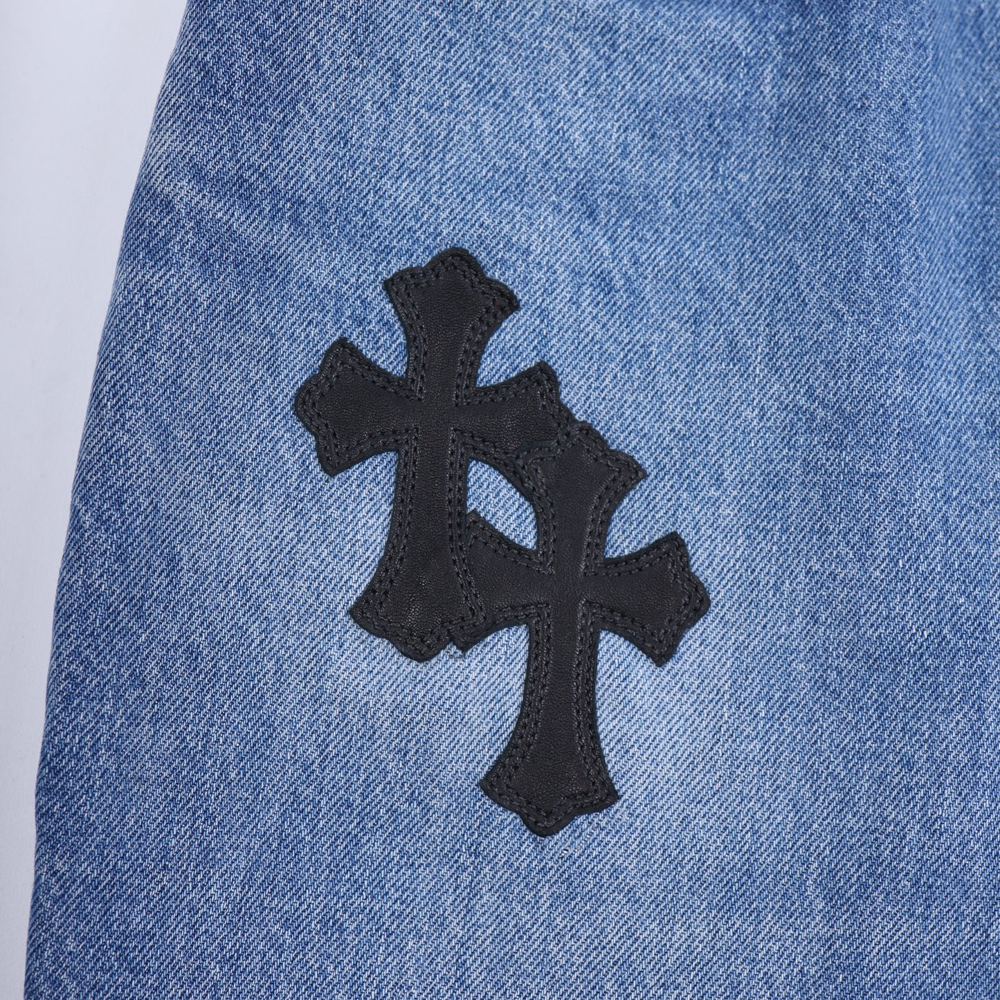 ORANGE TAB 505 LIGHT WASH CROSS PATCH DENIM
