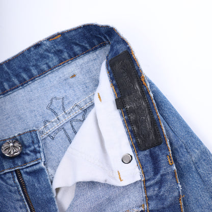 ORANGE TAB 505 LIGHT WASH CROSS PATCH DENIM