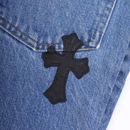 ORANGE TAB 505 LIGHT WASH CROSS PATCH DENIM