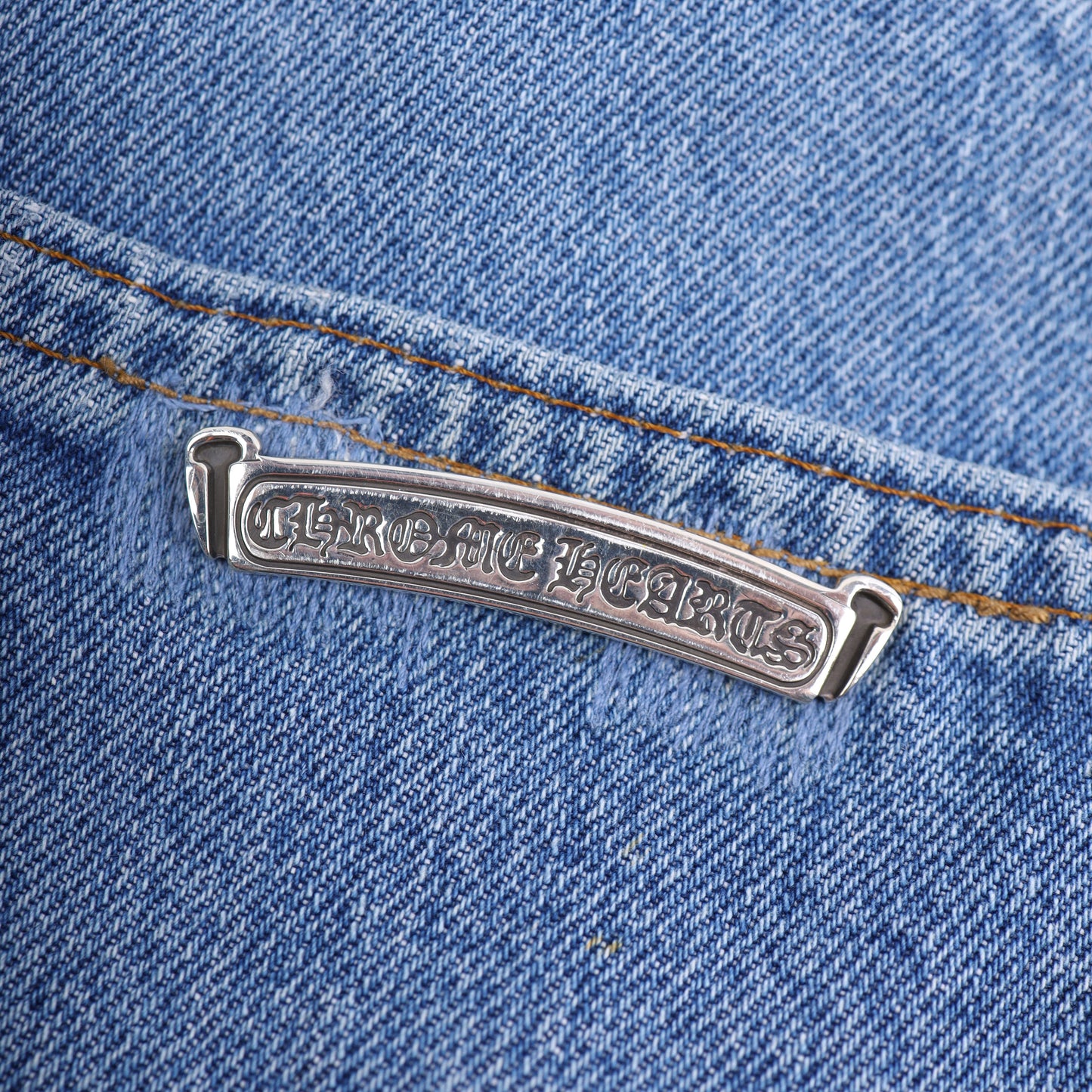 ORANGE TAB 505 LIGHT WASH CROSS PATCH DENIM