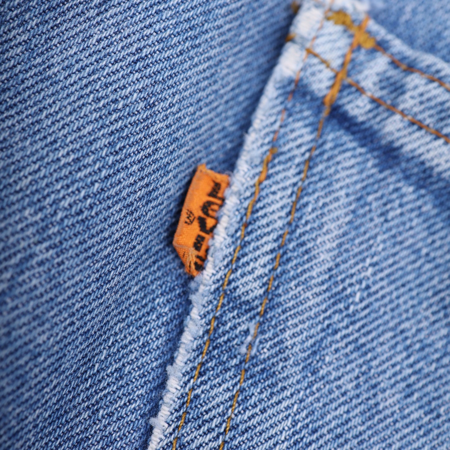 ORANGE TAB 505 LIGHT WASH CROSS PATCH DENIM