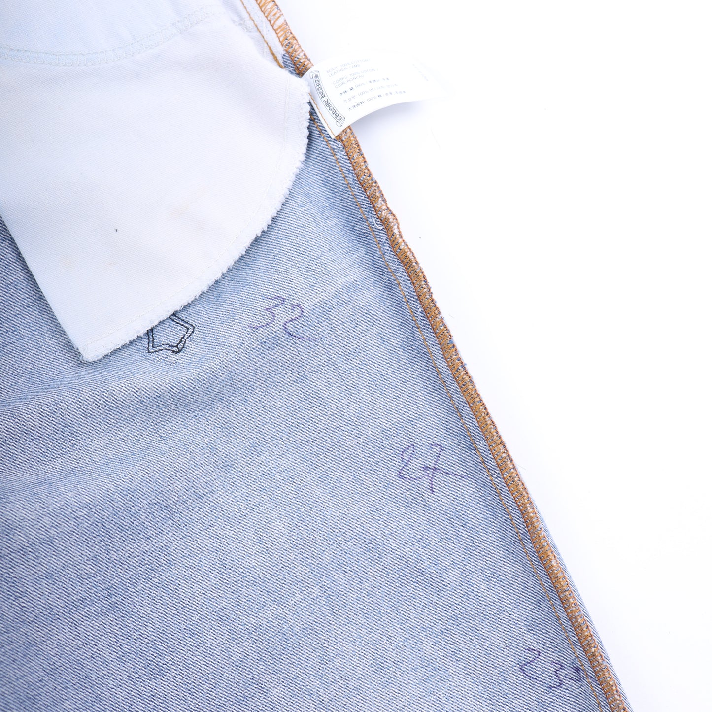 ORANGE TAB 505 LIGHT WASH CROSS PATCH DENIM
