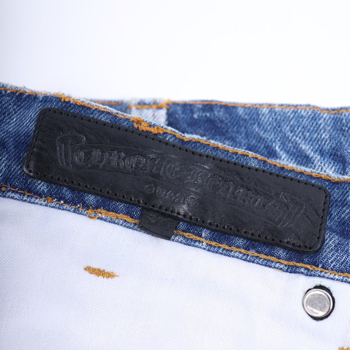 ORANGE TAB 505 LIGHT WASH CROSS PATCH DENIM