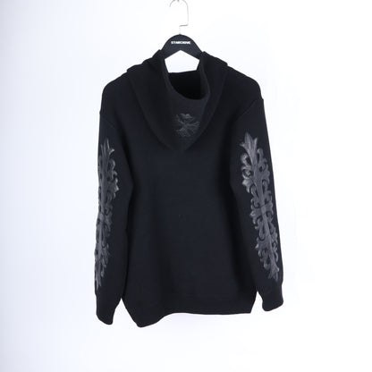 CHROME HEARTS CASHMERE HOODIE WITH FLEUR PATCHES