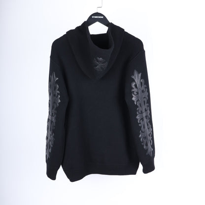 CHROME HEARTS CASHMERE HOODIE WITH FLEUR PATCHES