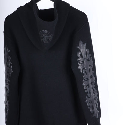 CHROME HEARTS CASHMERE HOODIE WITH FLEUR PATCHES