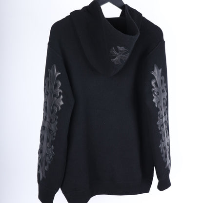 CHROME HEARTS CASHMERE HOODIE WITH FLEUR PATCHES