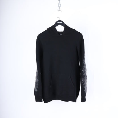 CHROME HEARTS CASHMERE HOODIE WITH FLEUR PATCHES