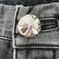 CHROME HEARTS BLACK FLEUR-KNEE PATCH IN HOUSE DENIM