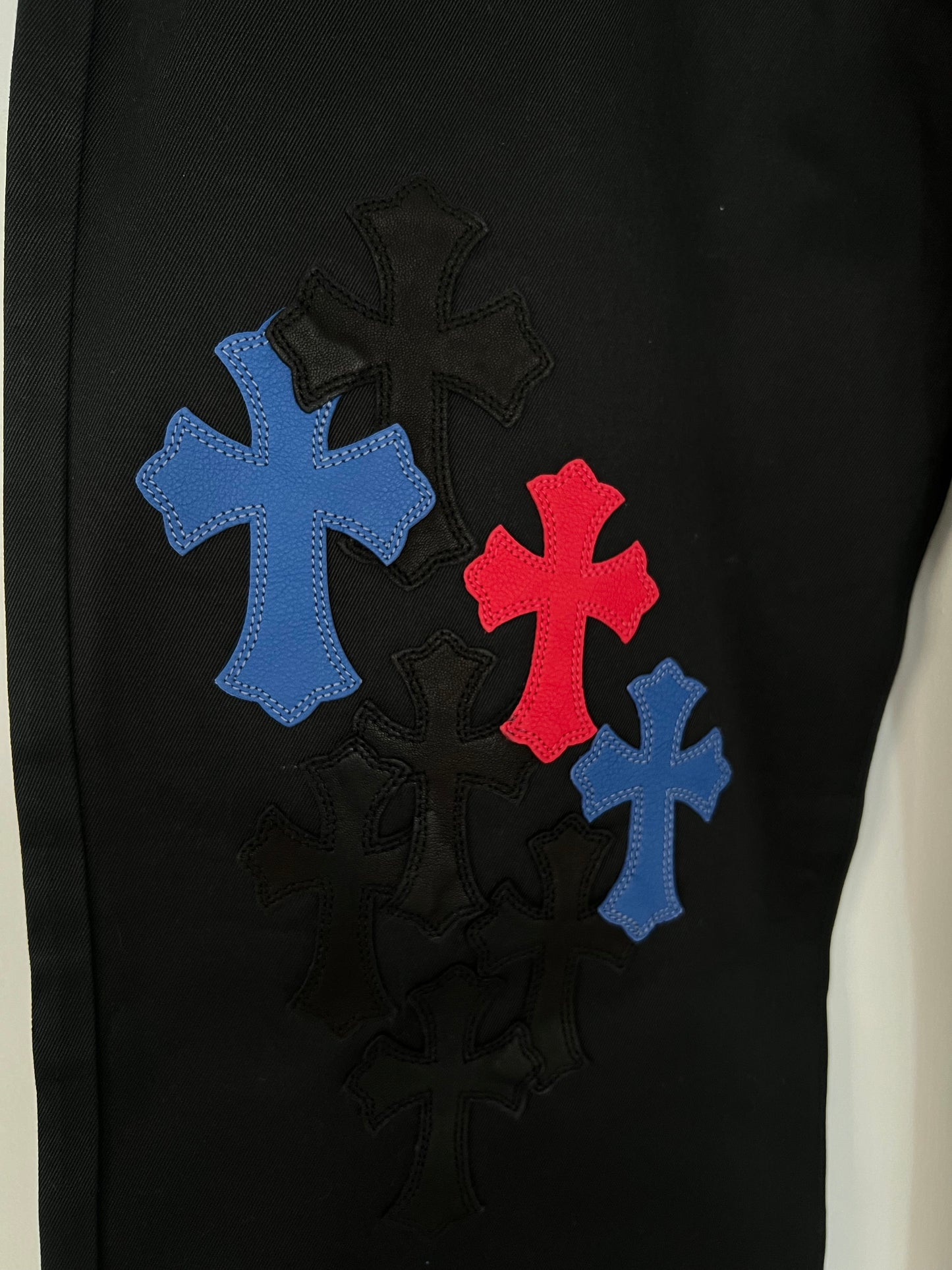 Chrome Hearts Black Patch Chino Pants Red/Blue Patches