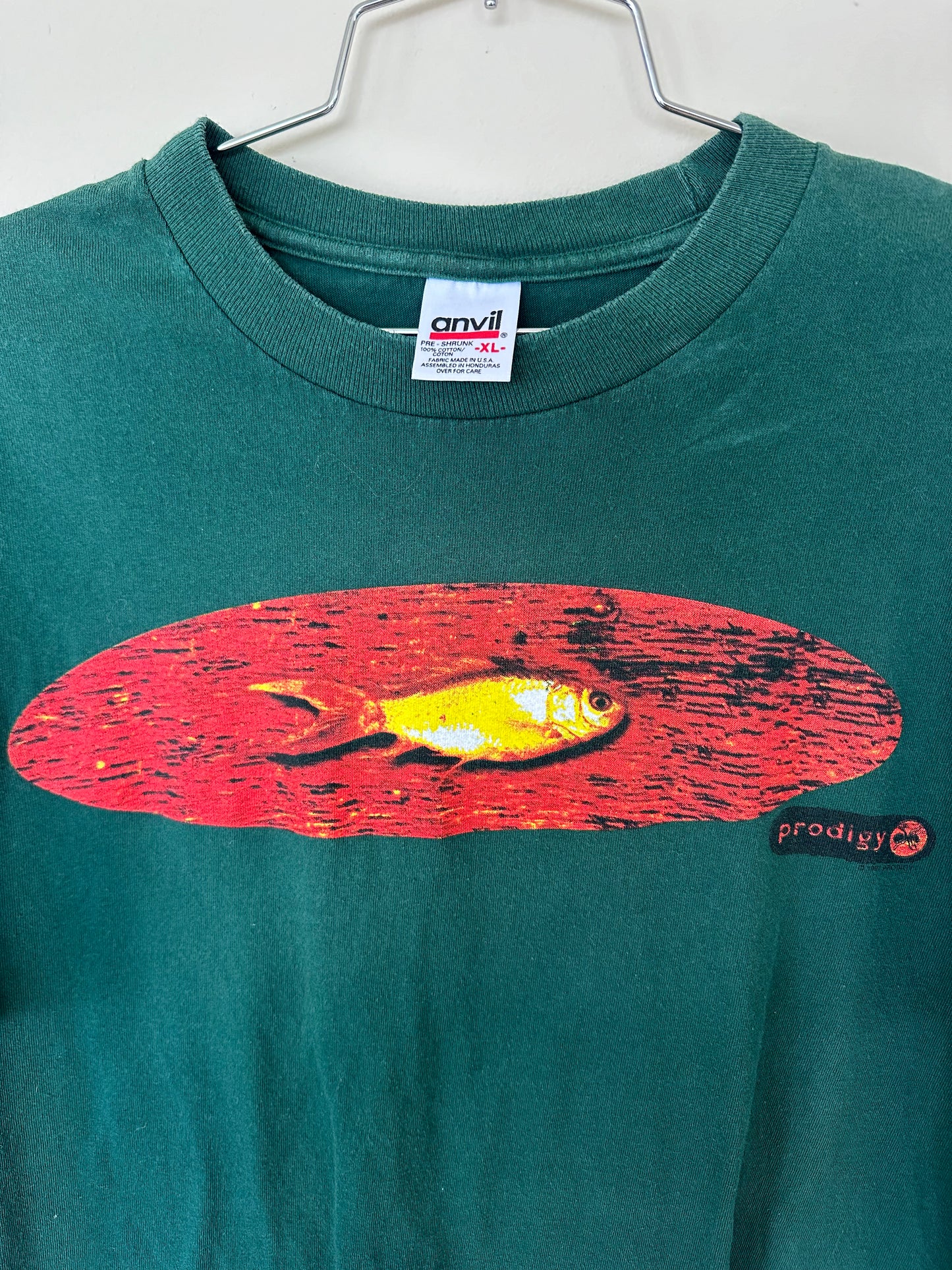 Vintage Prodigy 1997 Fat of the Land BREATHE Goldfish Green Tee