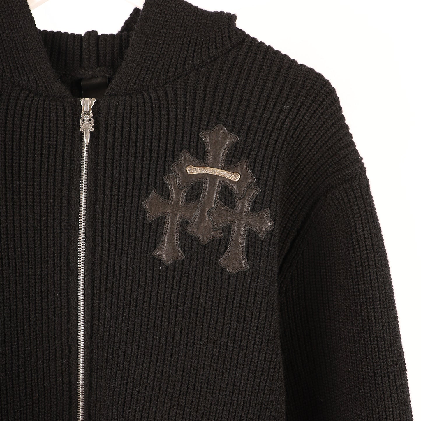 CHROME HEARTS CASHMERE ZIP UP CEMETERY PATCH HOODIE