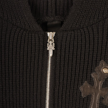 CHROME HEARTS CASHMERE ZIP UP CEMETERY PATCH HOODIE