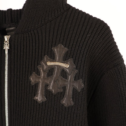 CHROME HEARTS CASHMERE ZIP UP CEMETERY PATCH HOODIE