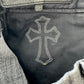 CHROME HEARTS BLACK FLEUR-KNEE PATCH IN HOUSE DENIM