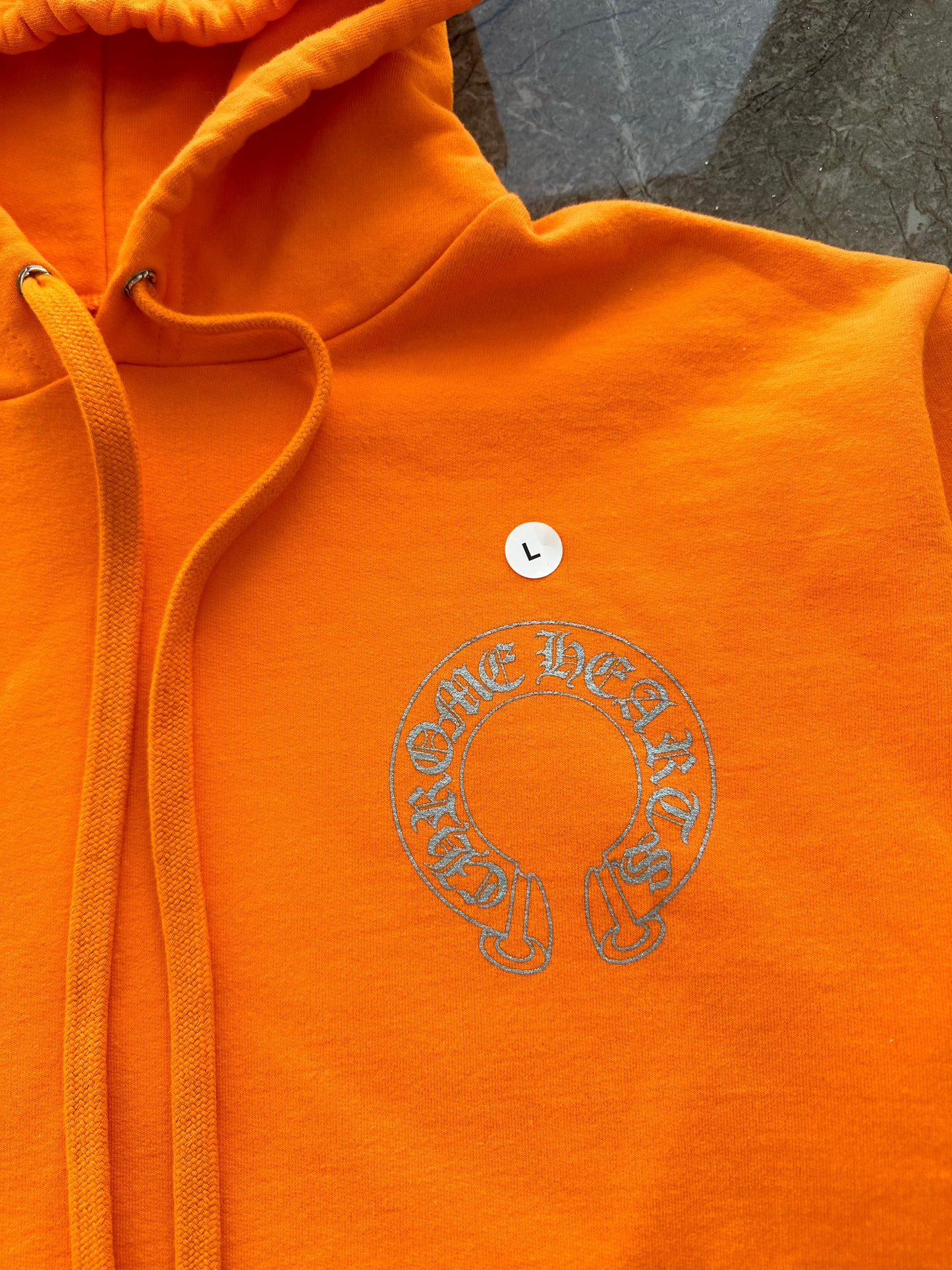 CHROME HEARTS ORANGE MIAMI MUSIC WEEK EXCLUSIVE HORSESHOE HOODIE